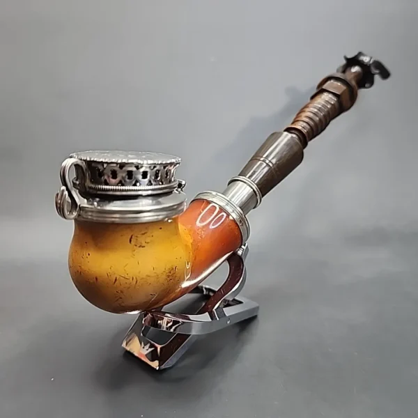 Antique Silver Mounted Block Meerschaum Kalmasch Pipe [SOLD OUT] - Image 6