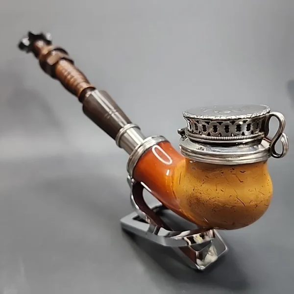 Antique Silver Mounted Block Meerschaum Kalmasch Pipe [SOLD OUT] - Image 8