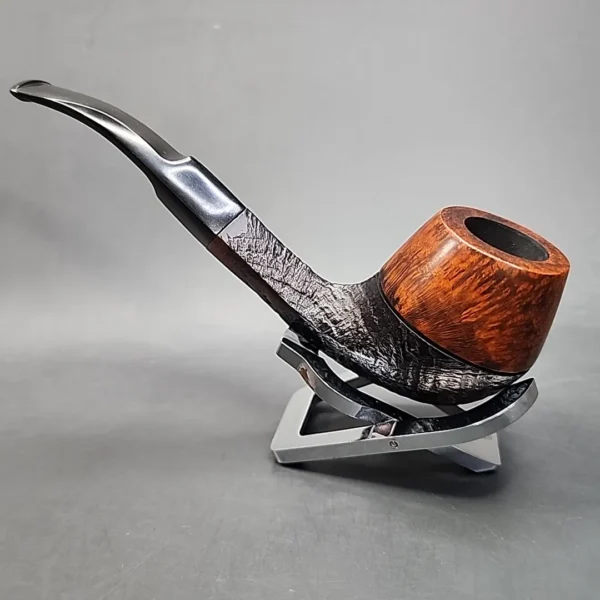 Bari Wiking Handmade Partially Sandblasted Bent Estate Briar Pipe, Unsmoked [SOLD OUT] - Image 8