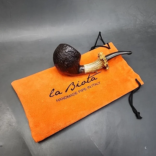 La Biota Sandblasted Bent Apple Handmade Briar Pipe, New - Image 13