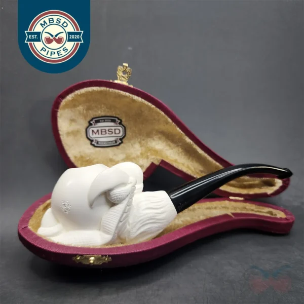MBSD Meerschaum Claw Egg Block Meerschaum Pipe, Fitted Case