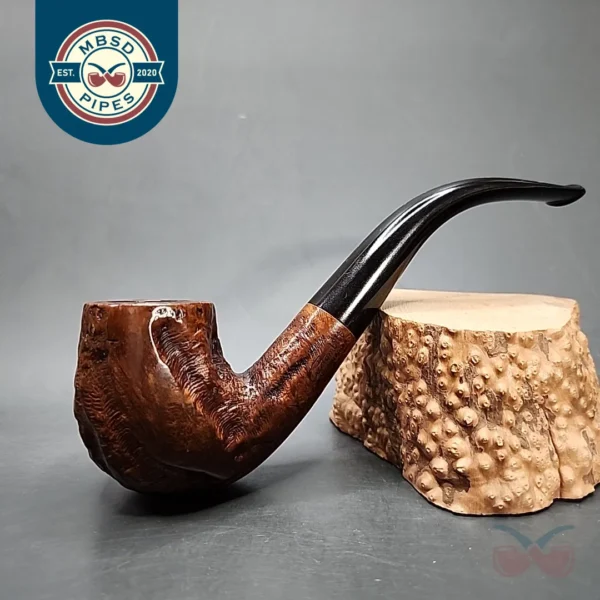 Custombilt Magnum Partially Rusticated Bent Billiard Estate Briar Pipe [SOLD OUT]