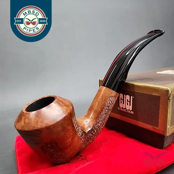 Gigi Red Line 455 Partially Rusticated Rhodesian Estate Briar Pipe, Unsmoked, 9mm