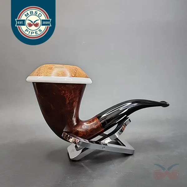 Karim Smooth Calabash Handmade Briar Pipe, New