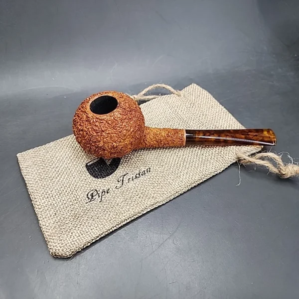 Pipe Tristan Rusticated Squat Tomato Handmade Briar Pipe, New [SOLD OUT] - Image 3