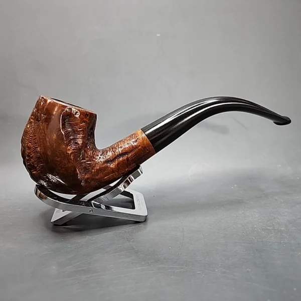 Custombilt Magnum Partially Rusticated Bent Billiard Estate Briar Pipe [SOLD OUT] - Image 3