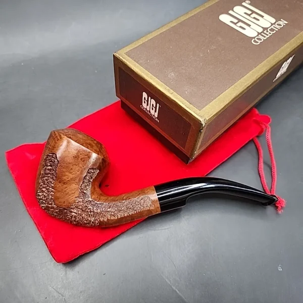 Gigi Red Line 455 Partially Rusticated Rhodesian Estate Briar Pipe, Unsmoked, 9mm - Image 3