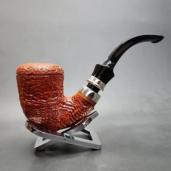 Mastro De Paja Unica Sandblasted Bent Billiard Estate Briar Pipe, Unsmoked, 9mm [SOLD OUT] - Image 3