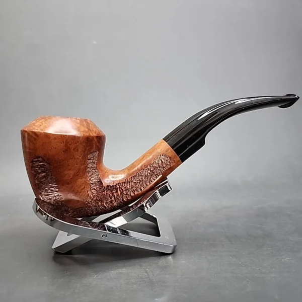 Gigi Red Line 455 Partially Rusticated Rhodesian Estate Briar Pipe, Unsmoked, 9mm - Image 4