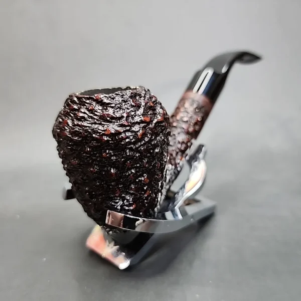 Gigi Rusticated Bent Rhodesian Estate Briar Pipe, Unsmoked, 9mm [SOLD OUT] - Image 4