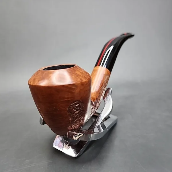 Gigi Red Line 455 Partially Rusticated Rhodesian Estate Briar Pipe, Unsmoked, 9mm - Image 5