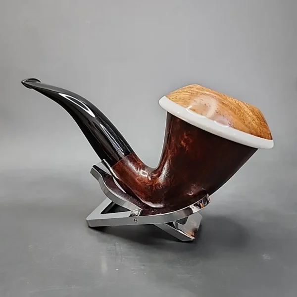Karim Smooth Calabash Handmade Briar Pipe, New - Image 6
