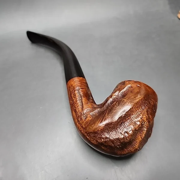 Custombilt Magnum Partially Rusticated Bent Billiard Estate Briar Pipe [SOLD OUT] - Image 8