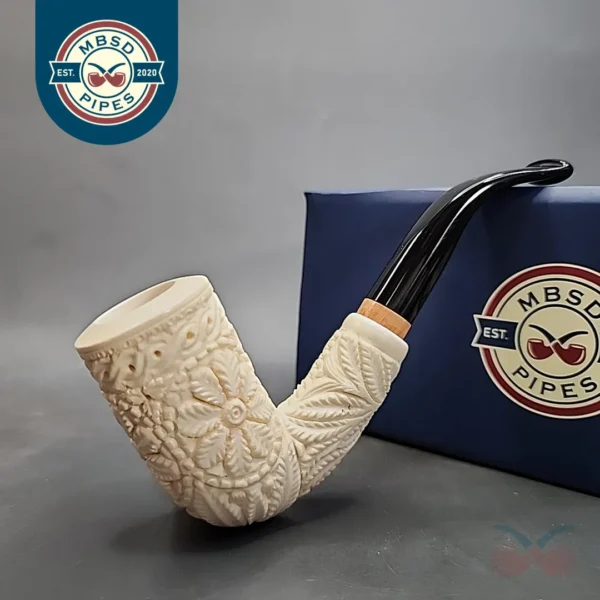 MBSD Meerschaum Deluxe Floral Stack Billiard Block Meerschaum Pipe Briar-Mortise [SOLD OUT]