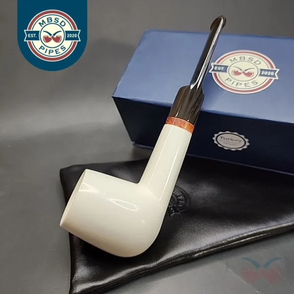 MBSD Meerschaum Deluxe Saddle Brandy Block Meerschaum Pipe Briar-Mortise [SOLD OUT]