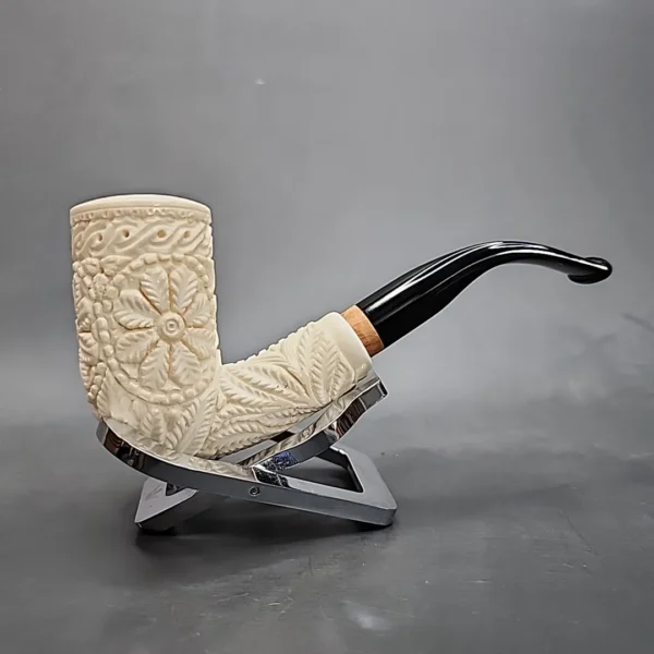 MBSD Meerschaum Deluxe Floral Stack Billiard Block Meerschaum Pipe Briar-Mortise [SOLD OUT] - Image 3