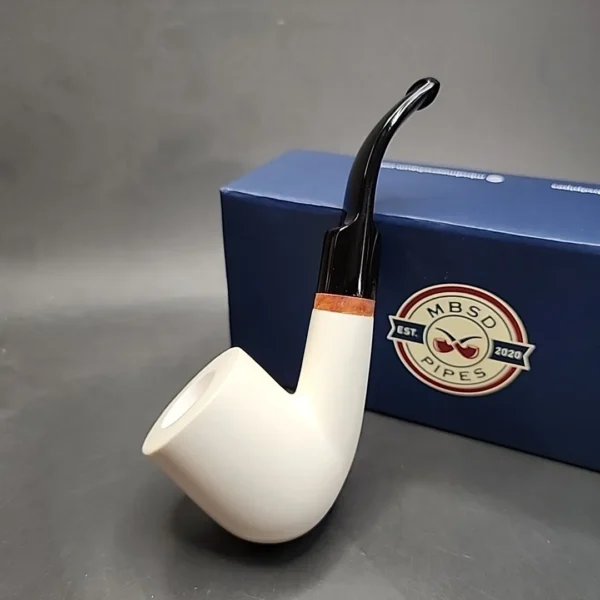 MBSD Meerschaum Deluxe Bent Pot Block Meerschaum Pipe, Briar-Mortise [SOLD OUT] - Image 3