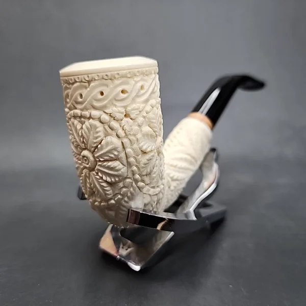 MBSD Meerschaum Deluxe Floral Stack Billiard Block Meerschaum Pipe Briar-Mortise [SOLD OUT] - Image 4
