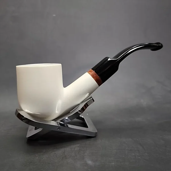 MBSD Meerschaum Deluxe Bent Pot Block Meerschaum Pipe, Briar-Mortise [SOLD OUT] - Image 4