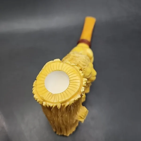MBSD Deluxe by Kenan Magnum Lion Block Meerschaum Pipe, Briar-Mortise, New - Image 6