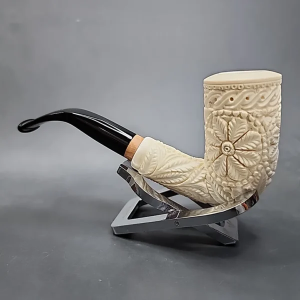 MBSD Meerschaum Deluxe Floral Stack Billiard Block Meerschaum Pipe Briar-Mortise [SOLD OUT] - Image 7