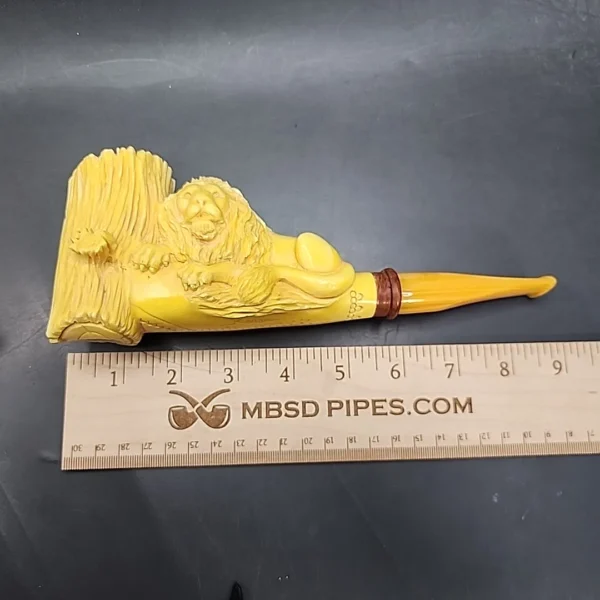 MBSD Deluxe by Kenan Magnum Lion Block Meerschaum Pipe, Briar-Mortise, New - Image 9