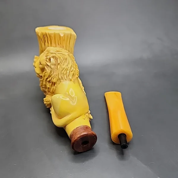 MBSD Deluxe by Kenan Magnum Lion Block Meerschaum Pipe, Briar-Mortise, New - Image 11