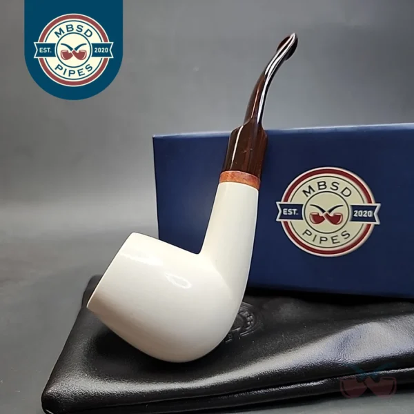 MBSD Meerschaum Deluxe Bent Egg Block Meerschaum Pipe, Briar-Mortise