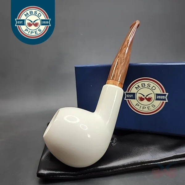 MBSD Meerschaum Deluxe Bent Apple Block Meerschaum Pipe, Briar-Mortise, 9mm [SOLD OUT]