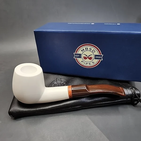 MBSD Meerschaum Deluxe Bent Egg Block Meerschaum Pipe, Briar-Mortise - Image 3