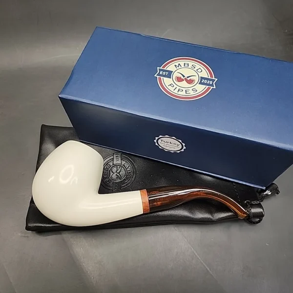 MBSD Meerschaum Deluxe Bent Egg Block Meerschaum Pipe, Briar-Mortise [SOLD] - Image 3