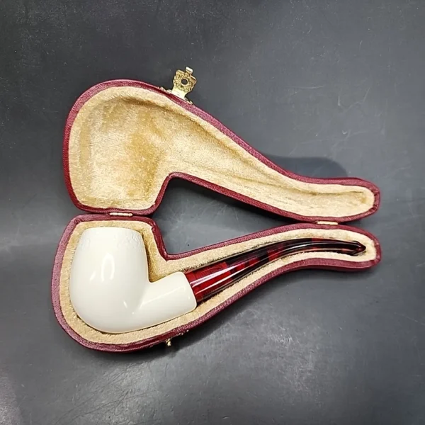 MBSD Classic Bent Apple Block Meerschaum Pipe, Fitted Case - Image 3
