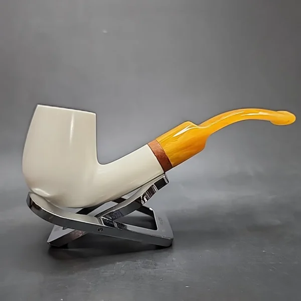 MBSD Meerschaum Deluxe Bent Egg Block Meerschaum Pipe, Briar-Mortise - Image 3