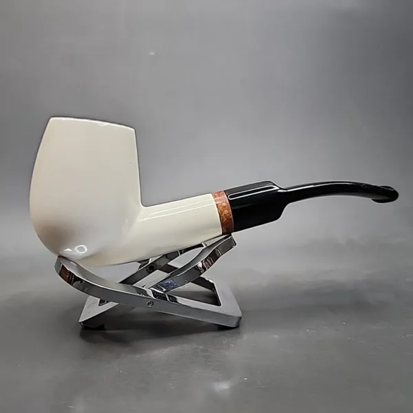 MBSD Meerschaum Deluxe Bent Egg Block Meerschaum Pipe, Briar-Mortise [SOLD OUT] - Image 3