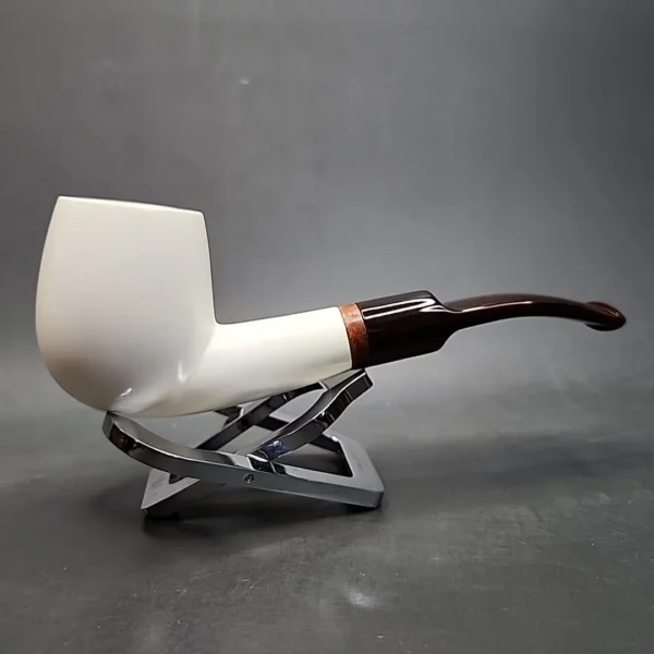 MBSD Meerschaum Deluxe Bent Egg Block Meerschaum Pipe, Briar-Mortise - Image 4