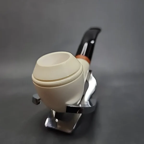 MBSD Meerschaum Deluxe Bent Rhodesian Block Meerschaum Pipe, Briar-Mortise [SOLD OUT] - Image 4