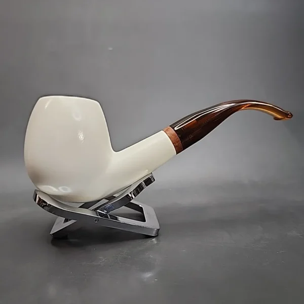 MBSD Meerschaum Deluxe Bent Egg Block Meerschaum Pipe, Briar-Mortise [SOLD] - Image 4