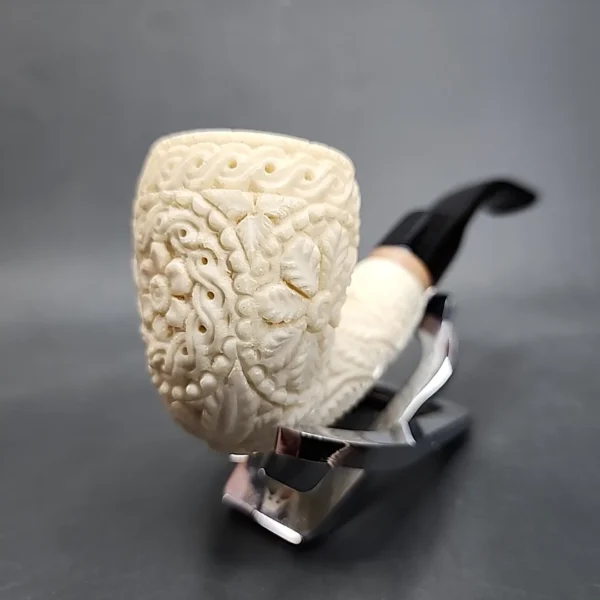 MBSD Meerschaum Deluxe Floral Vase Block Meerschaum Pipe Briar-Mortise - Image 4