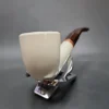 MBSD Meerschaum Deluxe Bent Dublin Block Meerschaum Pipe, Briar-Mortise - Image 4