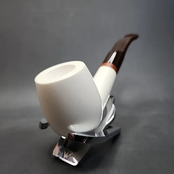 MBSD Meerschaum Deluxe Bent Egg Block Meerschaum Pipe, Briar-Mortise - Image 5