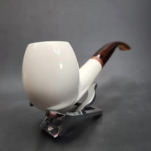 MBSD Meerschaum Deluxe Bent Egg Block Meerschaum Pipe, Briar-Mortise [SOLD] - Image 5