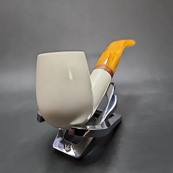 MBSD Meerschaum Deluxe Bent Egg Block Meerschaum Pipe, Briar-Mortise - Image 5