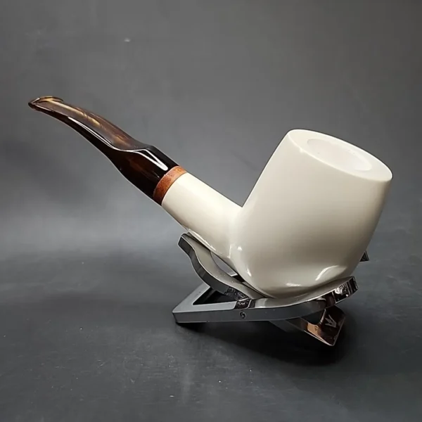 MBSD Meerschaum Deluxe Bent Brandy Block Meerschaum Pipe, Briar-Mortise - Image 7