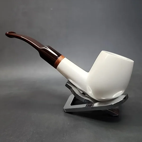 MBSD Meerschaum Deluxe Bent Egg Block Meerschaum Pipe, Briar-Mortise - Image 8