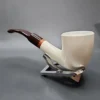 MBSD Meerschaum Deluxe Bent Dublin Block Meerschaum Pipe, Briar-Mortise - Image 8