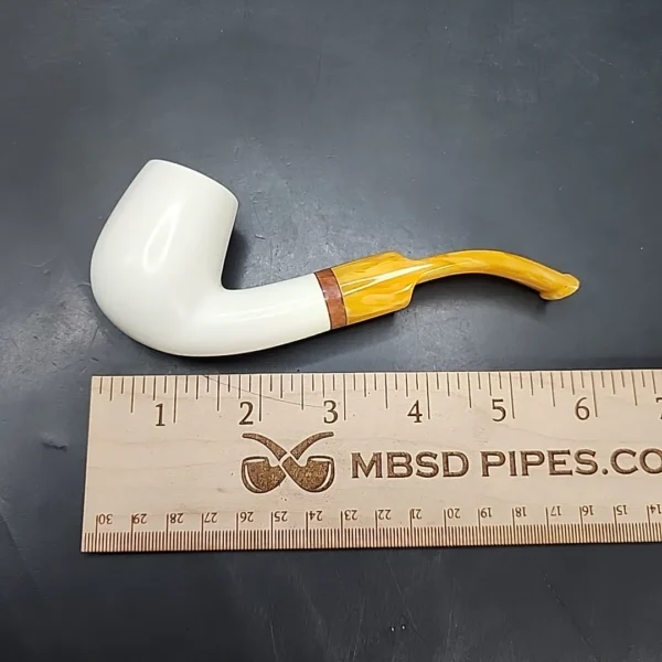 MBSD Meerschaum Deluxe Bent Egg Block Meerschaum Pipe, Briar-Mortise - Image 10