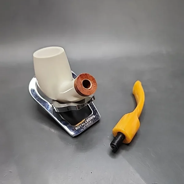 MBSD Meerschaum Deluxe Bent Egg Block Meerschaum Pipe, Briar-Mortise - Image 12