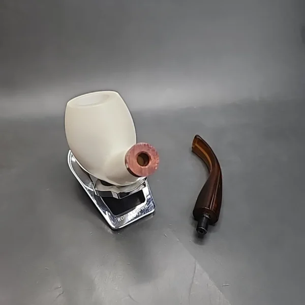 MBSD Meerschaum Deluxe Bent Egg Block Meerschaum Pipe, Briar-Mortise [SOLD] - Image 12