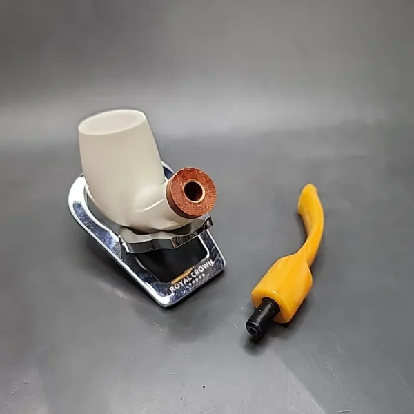 MBSD Meerschaum Deluxe Bent Egg Block Meerschaum Pipe, Briar-Mortise - Image 13