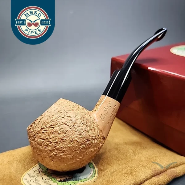 Ser Jacopo Spongia R2 Rusticated Bent Apple Estate Briar Pipe, Unsmoked